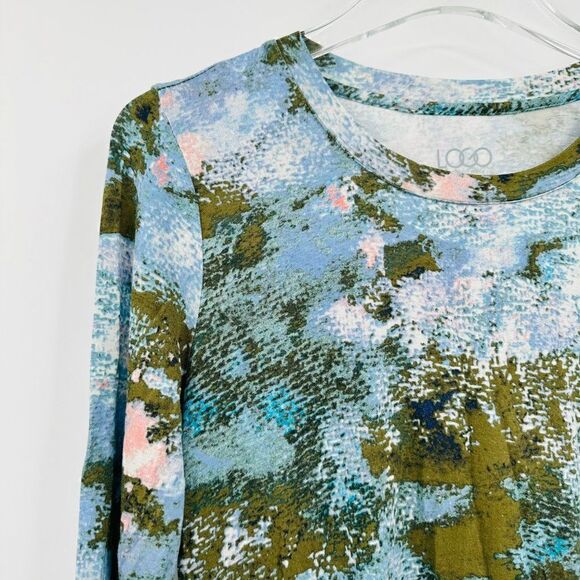 LOGO Lori Goldstein Size XS Green & Blue Long Sleeve Pocket Tunic Top - Picture 4 of 7
